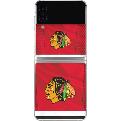 NHL Blackhawks Red Stripes Galaxy Z Flip4 5G Skin